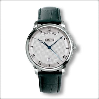 Limes - U6282C-LA2.3  Pharo DayDate - silvered - black leather strap