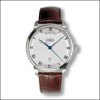 Limes - U6282C-LA2.4  Pharo DayDate - silvered / brown leather strap