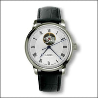 Limes Pharo Chrono - Silvered / roman / black leather strap (U6282C-LA3.3)