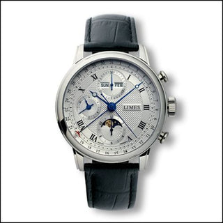 Limes - U6282C-LC1.1  Pharo Chrono - Silvered / roman / black leather strap