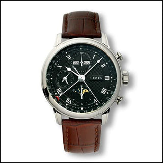 Limes - U6282C-LC2.2  Pharo Chrono - Black / roman / brown leather strap