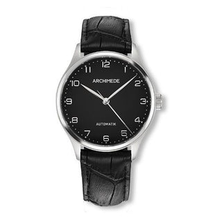 Archimede - UA4929-A3.21  Klassik 36 Stainless Steel / Black / Black Leather