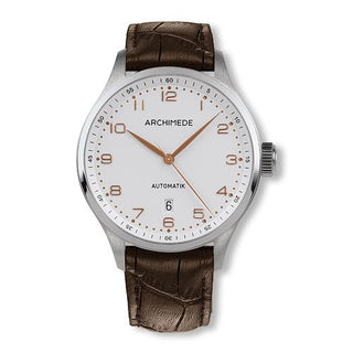 Archimede - UA7929-A2.7  Klassik 42 TwoTone Stainless Steel / Silver / Brown Leather