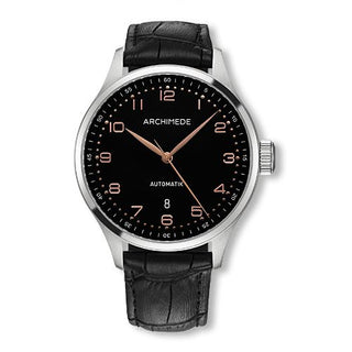 Archimede - UA7929-A2.8  Klassik 42 TwoTone Stainless Steel / Black / Black Leather