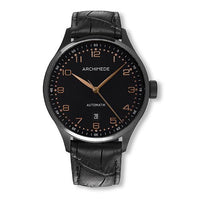 Archimede Klassik 42 TwoTone Stainless Steel / Black / Black Leather (UA7929-A2.8-SW)