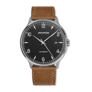 Archimede - UA8068P-A3.3  1950-2 Stainless Steel / Black / Brown Leather