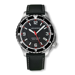 Archimede - UA8974-GS-A1.5  SportTaucher GMT Stainless Steel / Black / Leather