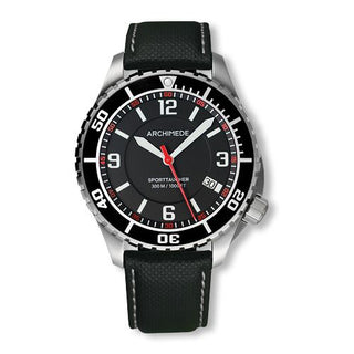 Archimede - UA8974-TS-A1.5  SportTaucher Stainless Steel / Black / Black Leather