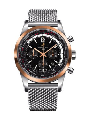 Breitling - UB0510U4.BC26.152A  Transocean Chronograph Unitime Pilot Stainless Steel / Red Gold / Black / Milanese