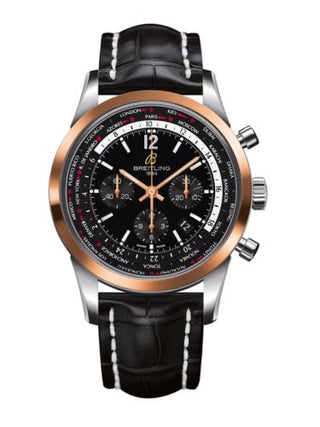 Breitling - UB0510U4/BC26/760P  Transocean Chronograph Unitime Pilot Stainless Steel / Red Gold / Black / Croco