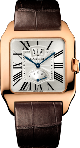 Cartier - W2020067  Santos Dumont 38 Date / Power Reserve Pink Gold / Silver