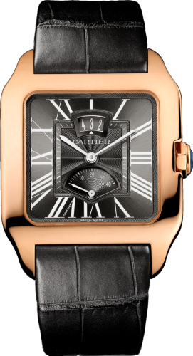 Cartier - W2020068  Santos Dumont 38 Date / Power Reserve Pink Gold / Grey