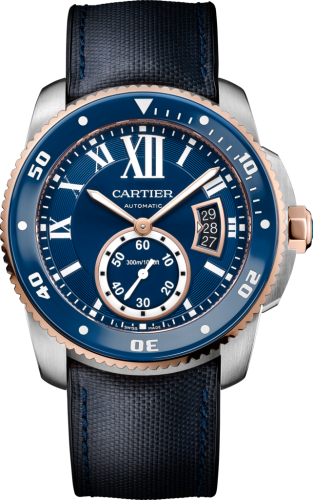 Cartier - W2CA0008  Calibre de Cartier Diver Stainless Steel / Pink Gold / Blue / Rubber