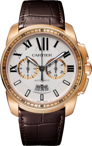 Cartier - W7100044  Calibre de Cartier Chronograph Stainless Pink Gold / Silver