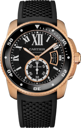 Cartier - W7100052  Calibre de Cartier Diver Pink Gold / Black