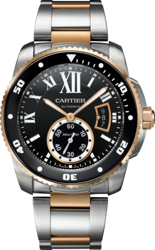 Cartier - W7100054  Calibre de Cartier Diver Stainless Steel / Pink Gold / Black / Bracelet