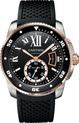 Cartier - W7100055  Calibre de Cartier Diver Stainless Steel / Pink Gold / Black / Rubber