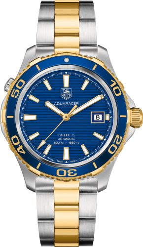 TAG Heuer - WAK2120.BB0835  Aquaracer 500M Calibre 5 41 Stainless Steel / Yellow Gold / Blue / Bracelet