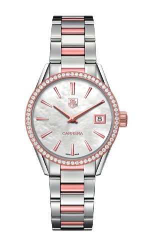 TAG Heuer - WAR1353.BD0774  Carrera Lady Quartz 32 Stainless Steel / Rose Gold / Diamond / MOP / Bracelet