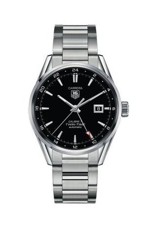 TAG Heuer - WAR2010.BA0723  Calibre 7 Twin Time Stainless Steel / Black / Bracelet