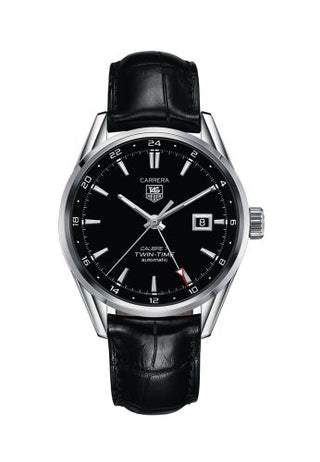 TAG Heuer - WAR2010.FC6266  Calibre 7 Twin Time Stainless Steel / Black / Alligator