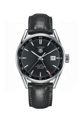 TAG Heuer - WAR2012.FC6326  Calibre 7 Twin Time Stainless Steel / Grey / Alligator