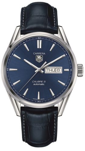 TAG Heuer - WAR201E.FC6292  Carrera Calibre 5 Day Date Stainless Steel / Blue / Alligator