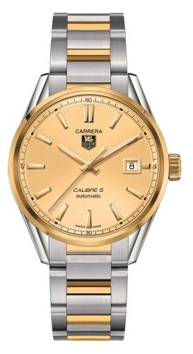 TAG Heuer - WAR215A.BD0783  Carrera Calibre 5 39 Stainless Steel / Yellow Gold / Champagne / Bracelet