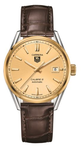 TAG Heuer - WAR215A.FC6181  Carrera Calibre 5 39 Stainless Steel / Yellow Gold / Champagne / Alligator