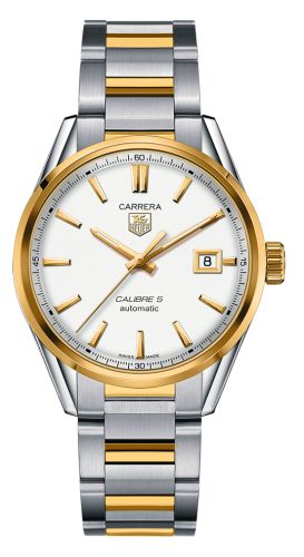 TAG Heuer - WAR215B.BD0783  Carrera Calibre 5 39 Stainless Steel / Yellow Gold / Silver / Bracelet