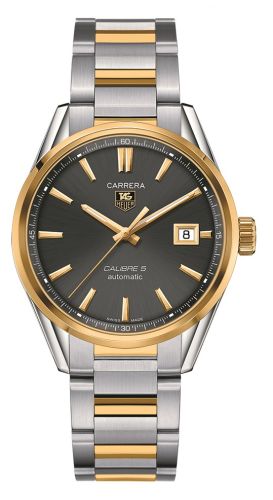 TAG Heuer - WAR215C.BD0783  Carrera Calibre 5 39 Stainless Steel / Yellow Gold / Grey / Bracelet