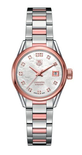 TAG Heuer - WAR2452.BD0772  Carrera Calibre 9 28 Stainless Steel / Rose Gold / MOP - Diamond / Bracelet