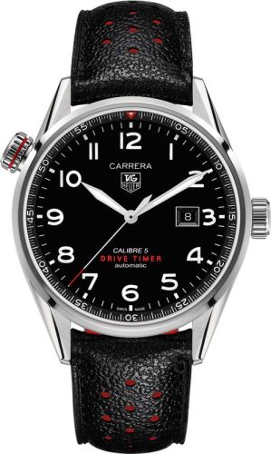 TAG Heuer - WAR2A10.FC6337  Carrera Calibre 5 Drive Timer 43 Stainless Steel / Black / Calf