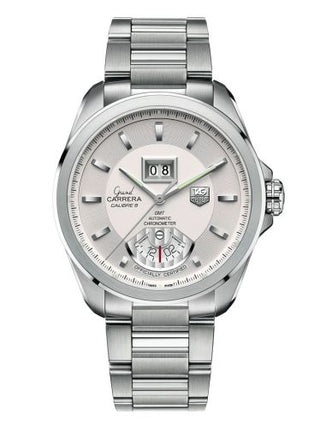 TAG Heuer - WAV5112.BA0901  Grand Carrera Calibre 8 RS Grande Date GMT Stainless Steel / Silver / Bracelet