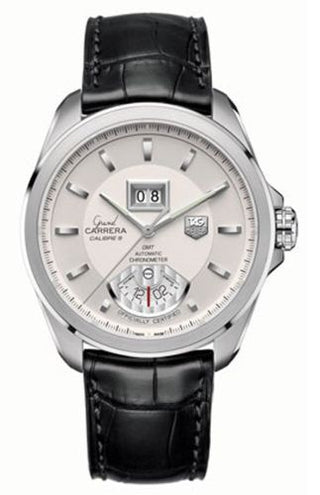 TAG Heuer - WAV5112.FC6225  Grand Carrera Calibre 8 RS Grande Date GMT Stainless Steel / Silver / Alligator