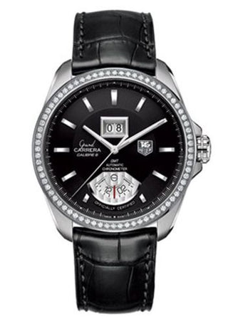 TAG Heuer - WAV5115.FC6225  Grand Carrera Calibre 8 RS Grande Date GMT  Stainless Steel - Diamond / Black / Alligator