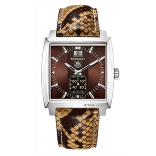 TAG Heuer - WAW1315.FC6217  Monaco Quartz Big Date Stainless Steel / Brown / Python