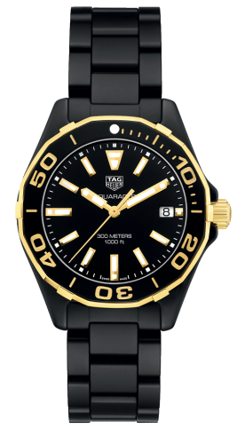 TAG Heuer - WAY1321.BH0743  Aquaracer 300M Quartz 35 Ceramic / Yellow Gold / Black / Bracelet