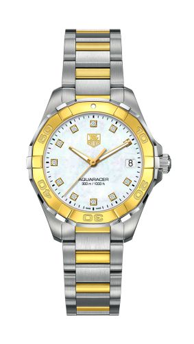 TAG Heuer - WAY1351.BD0917  Aquaracer 300M Quartz 32 Stainless Steel / Yellow Gold / MOP - Diamond / Bracelet