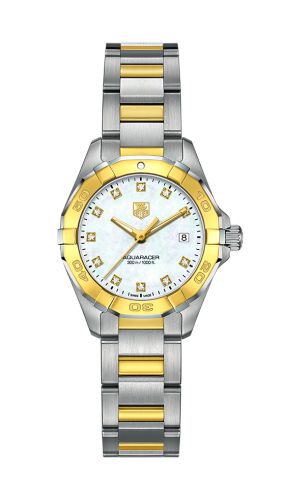 TAG Heuer - WAY1451.BD0922  Aquaracer 300M Quartz 27 Stainless Steel / Yellow Gold / MOP - Diamond / Bracelet