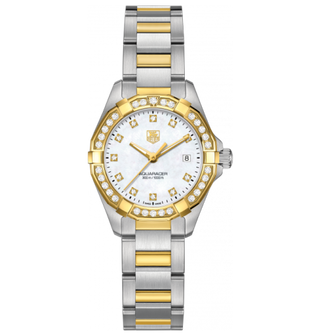 TAG Heuer - WAY1453.BD0922  Aquaracer 300M Quartz 27 Stainless Steel / Yellow Gold / Diamond / MOP - Diamond / Bracelet