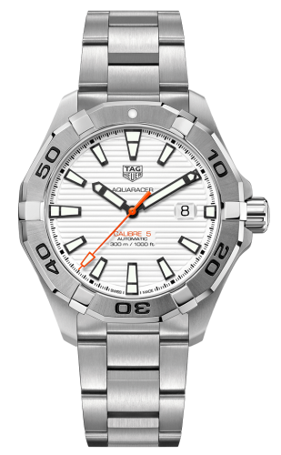 TAG Heuer - WAY2013.BA0927  Aquracer 300M Calibre 5 43 Stainless Steel / White / Bracelet