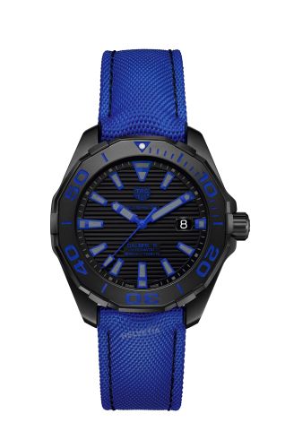 TAG Heuer - WAY208B.FC6382  Aquaracer 300M Calibre 5 41 Titanium PVD / Black - Blue / Nylon