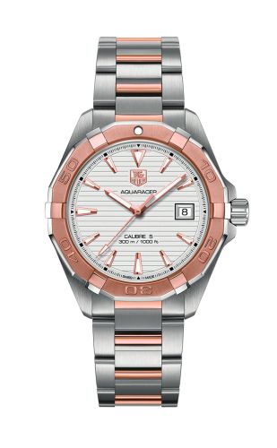 TAG Heuer - WAY2150.BD0911  Aquaracer 300M Calibre 5 40.5 Stainless Steel / Rose Gold / Silver / Bracelet