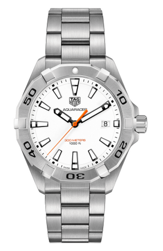 TAG Heuer - WBD1111.BA0928  Aquaracer Quartz 300M 41 Stainless Steel / White / Bracelet