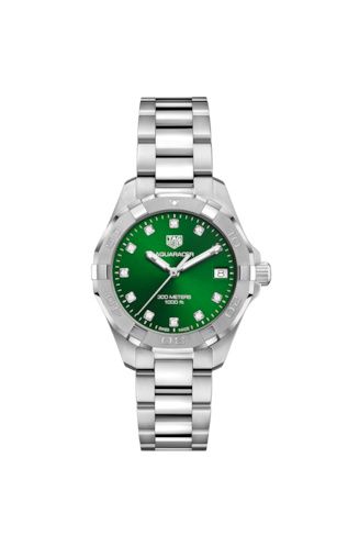 TAG Heuer - WBD1316.BA0740  Aquaracer 300M Quartz 32 Stainless Steel / Green - Diamond / Bracelet