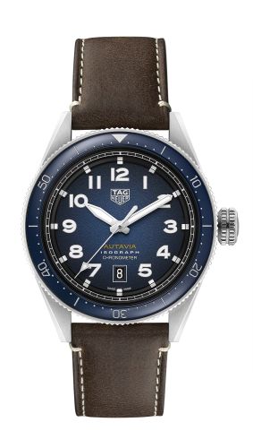 TAG Heuer - WBE5112.FC8266  Autavia Isograph Calibre 5 Stainless Steel / Blue / Leather