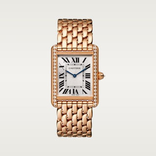 Cartier - WJTA0021  Tank Louis Cartier Large Manual Rose Gold - Diamond / Silver / Bracelet