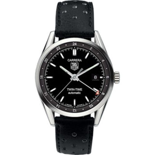 TAG Heuer - WV2115.FC6182  Carrera Calibre 7 Twin Time Stainless Steel / Black / Strap