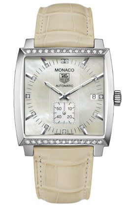 TAG Heuer - WW2114.FC6215  Monaco Automatic Stainless Steel - Diamond / MOP - Diamond / Alligator